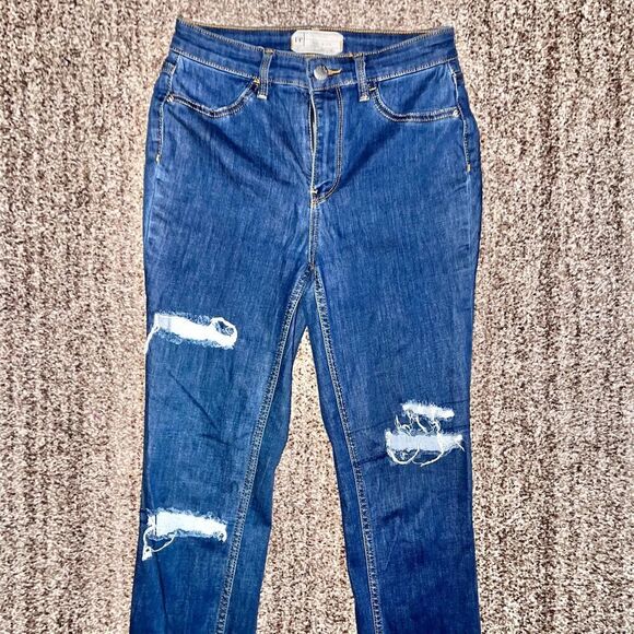 Free People Women's Distressed Blue Denim Skinny Jeans Size 27R - Picture 5 of 11